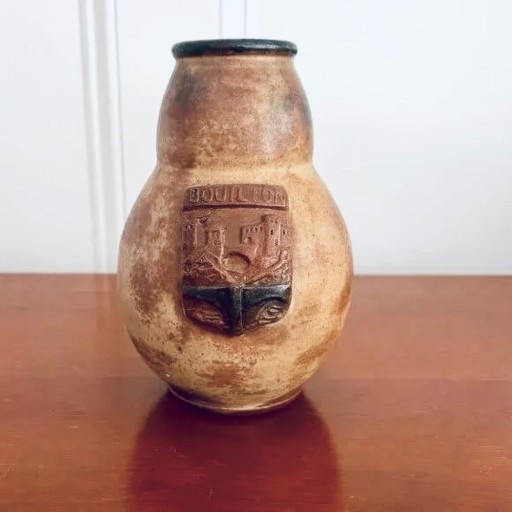 Vintage Belgium stoneware vase by W. Biron, Belgium 7.25"